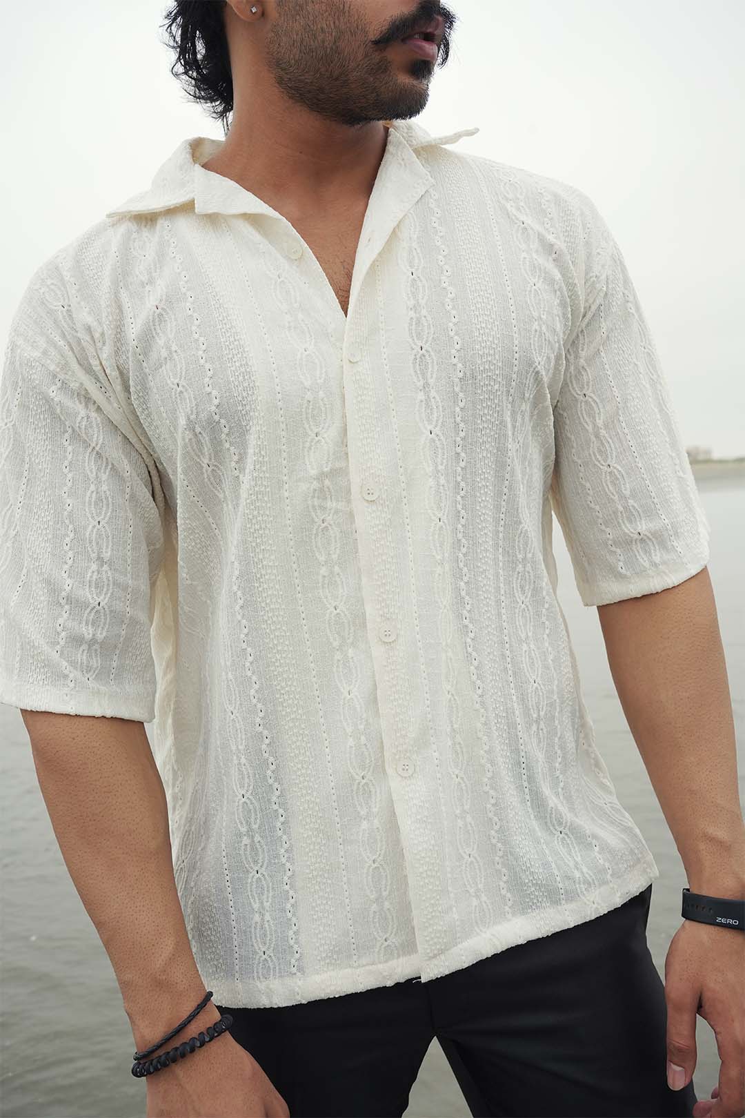 Luxe Cream Cable-Knit Shirt