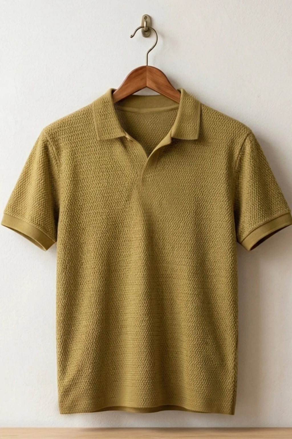 Brown Textured Knit Polo