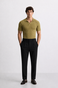 Brown Textured Knit Polo