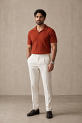Rust Textured Knit Polo Shirt – Premium Summer Essential