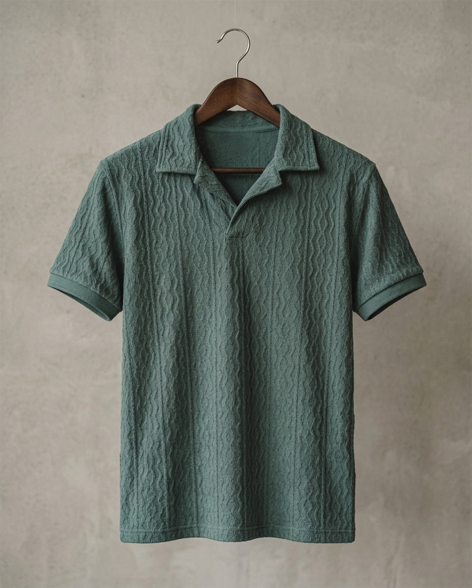 Kai Green Textured Knit Polo
