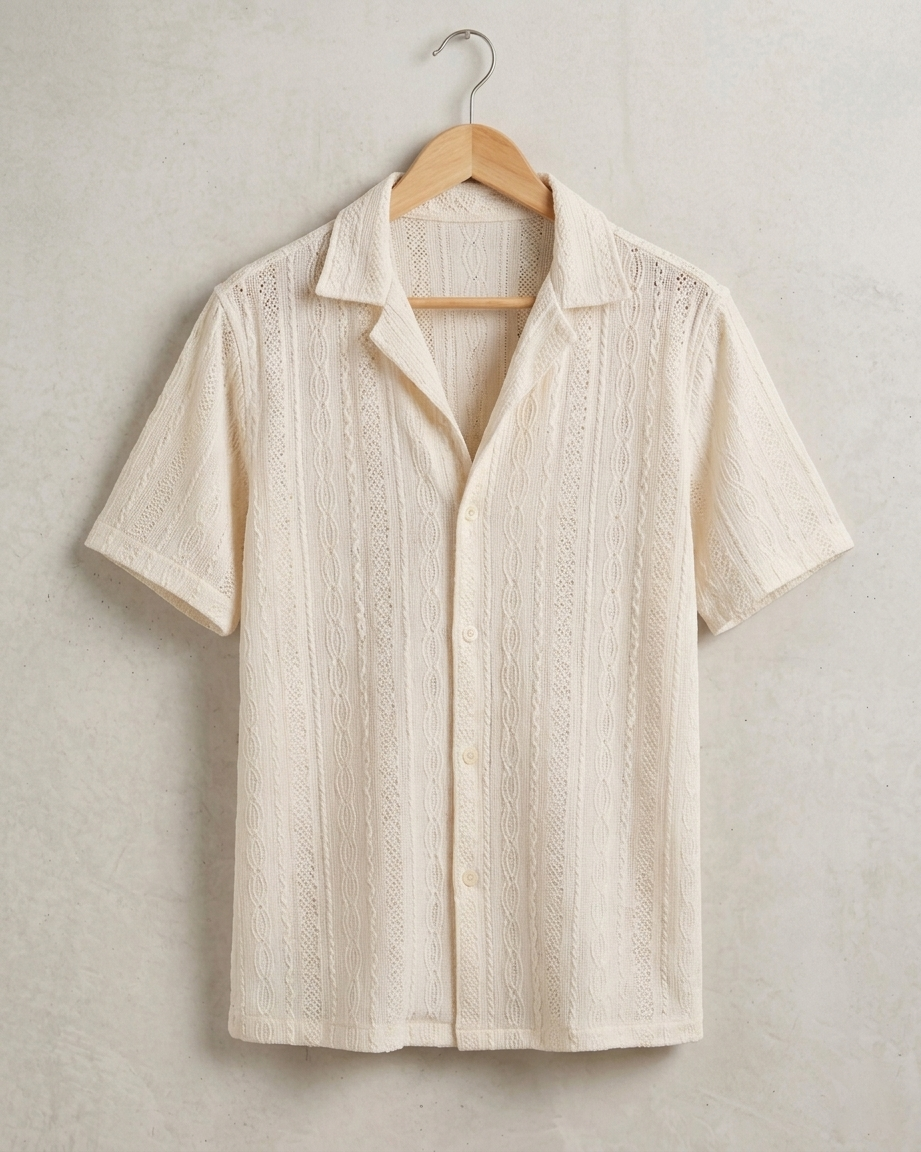 Luxe Cream Cable-Knit Shirt