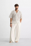 White Crochet Knit Button Down