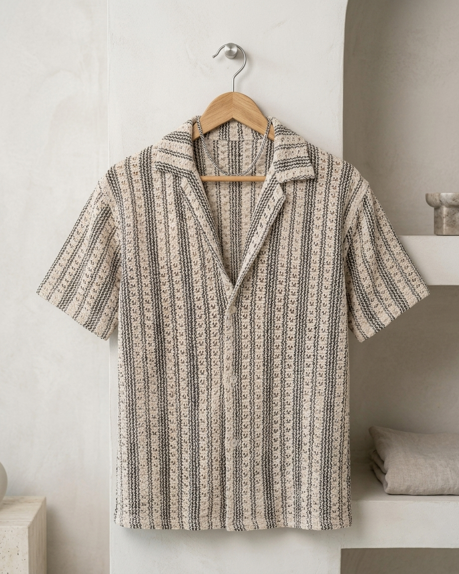 Premium Knitted Textured Button Down