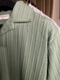 Sage Green Textured Knit Polo – Summer Luxury Essential