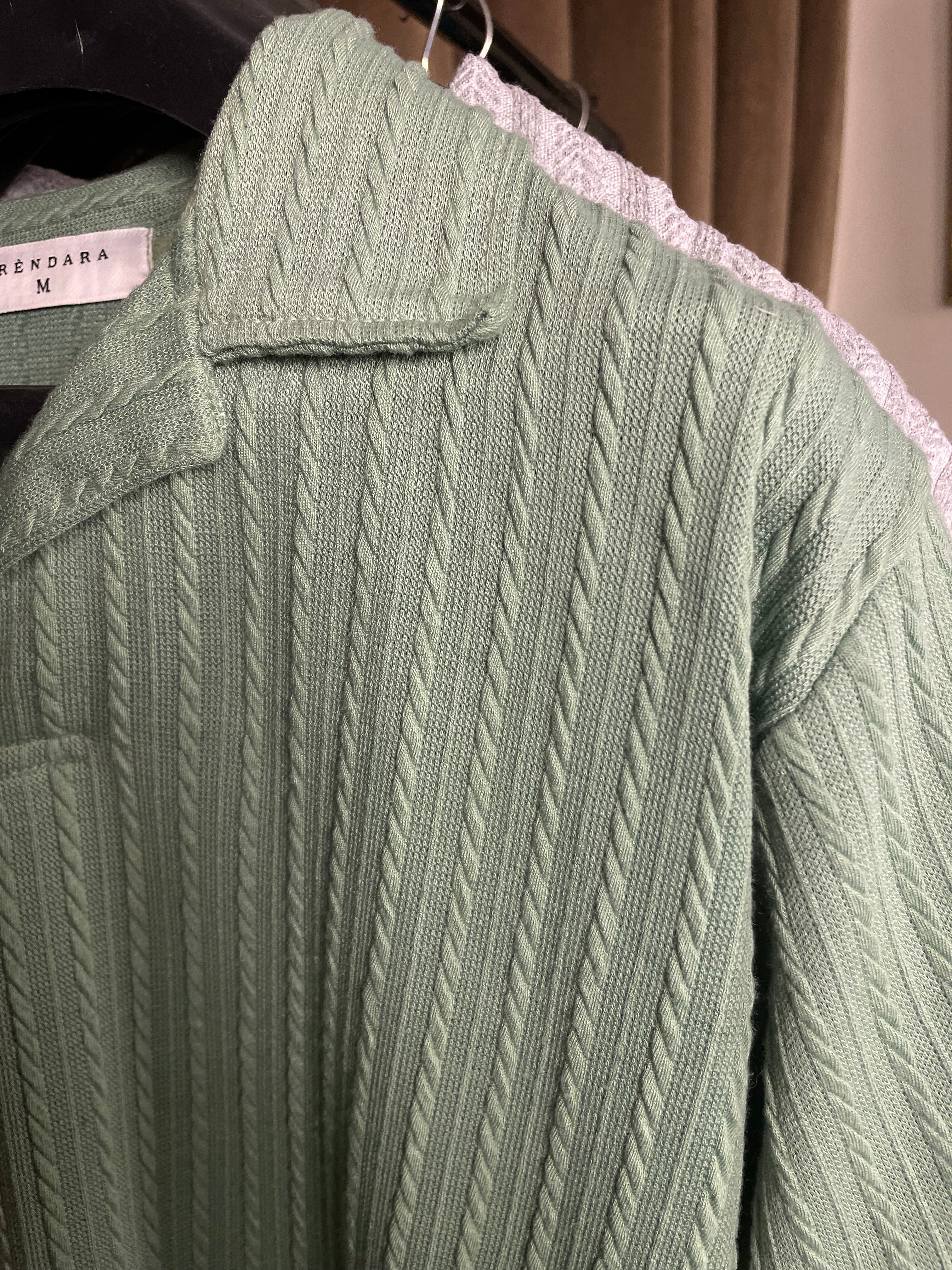 Sage Green Textured Knit Polo – Summer Luxury Essential