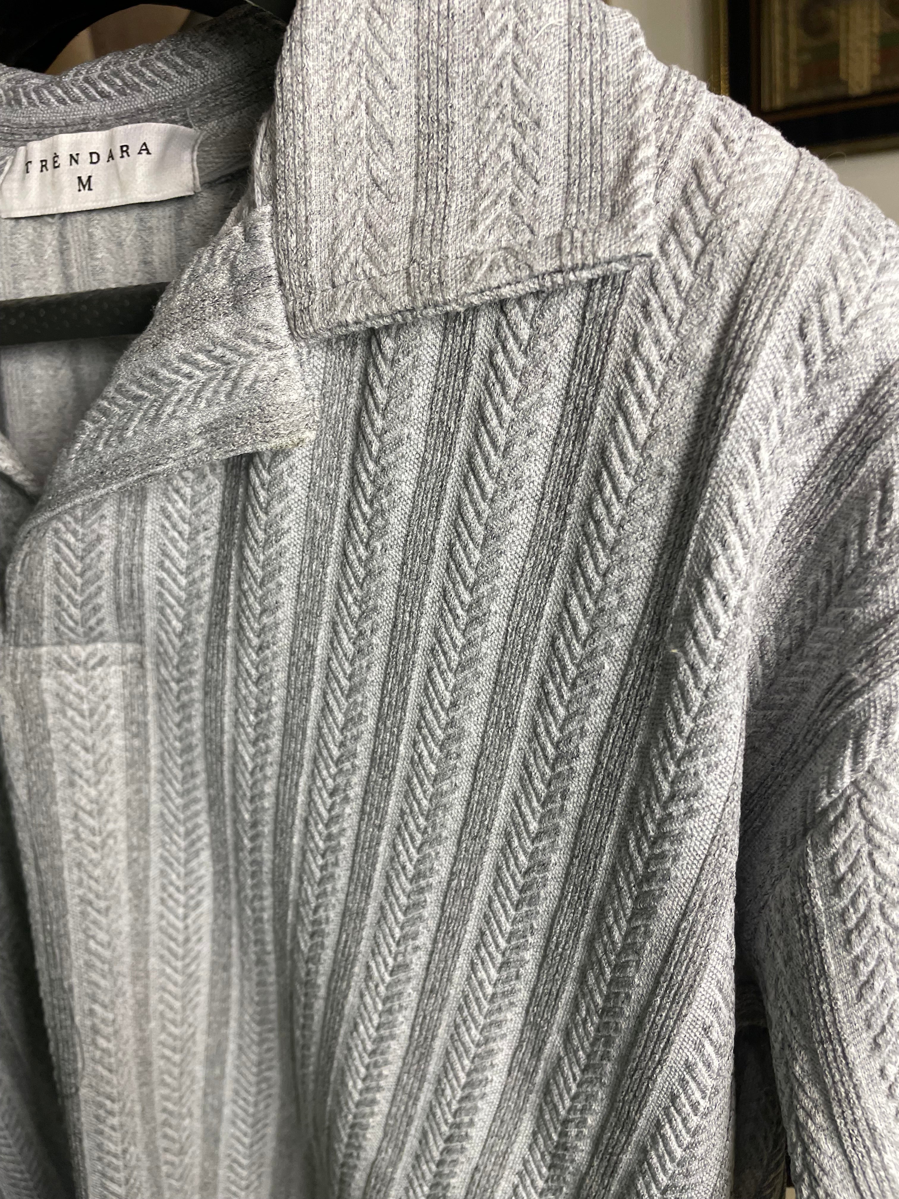 Premium Vertical Texture Polo – Grey