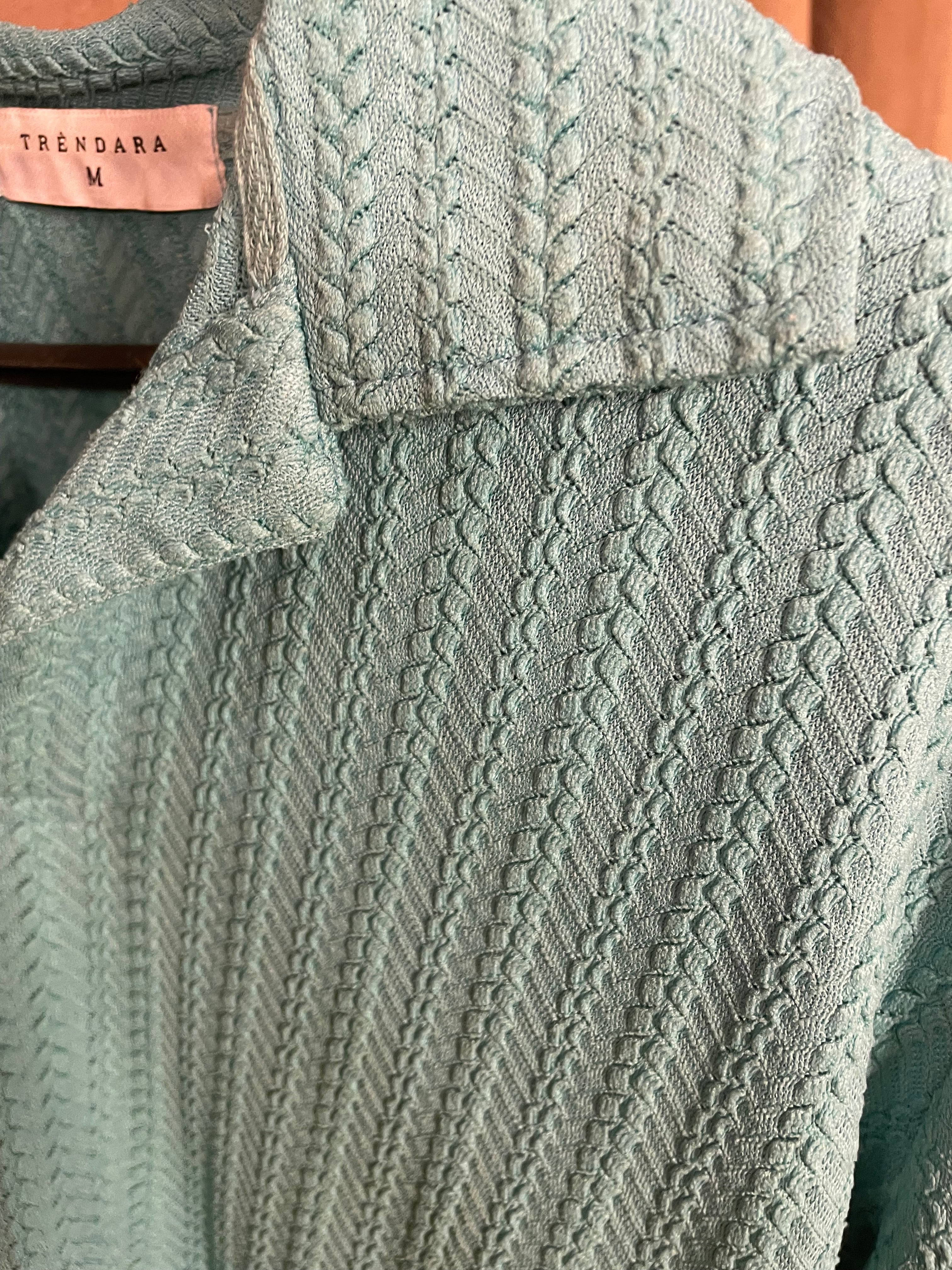 Blue Textured Knit Polo